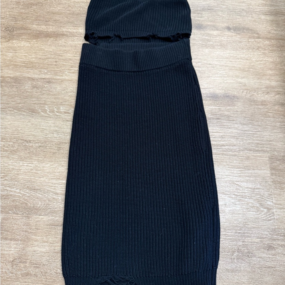 SER.O.YA Black Ribbed Knit Skirt